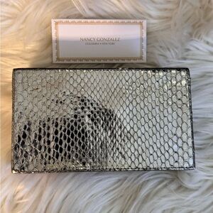 Nancy Gonzalez Silver Snakeskin Clutch